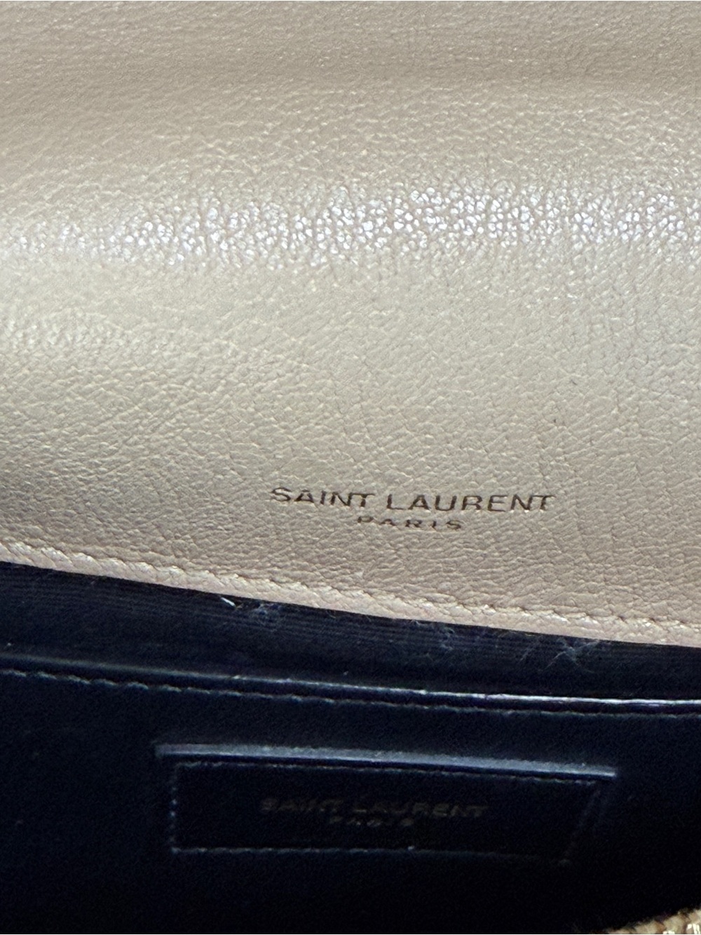100% AUTH YSL Saint Laurent Dark Beige Sheepskin Matelassé Chevron College Bag - Picture 14 of 14